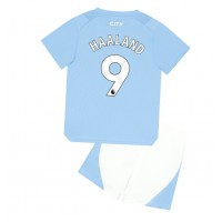 Dětský fotbalový dres Manchester City Erling Haaland #9 2023-24 Domácí Krátký Rukáv (+ trenýrky)